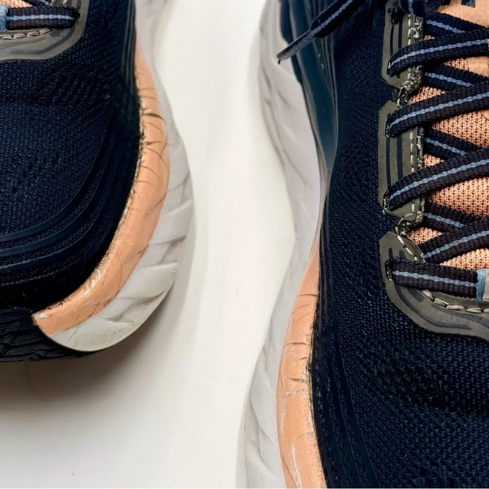 Hoka Women's Navy and Peach Athletic Running Shoes